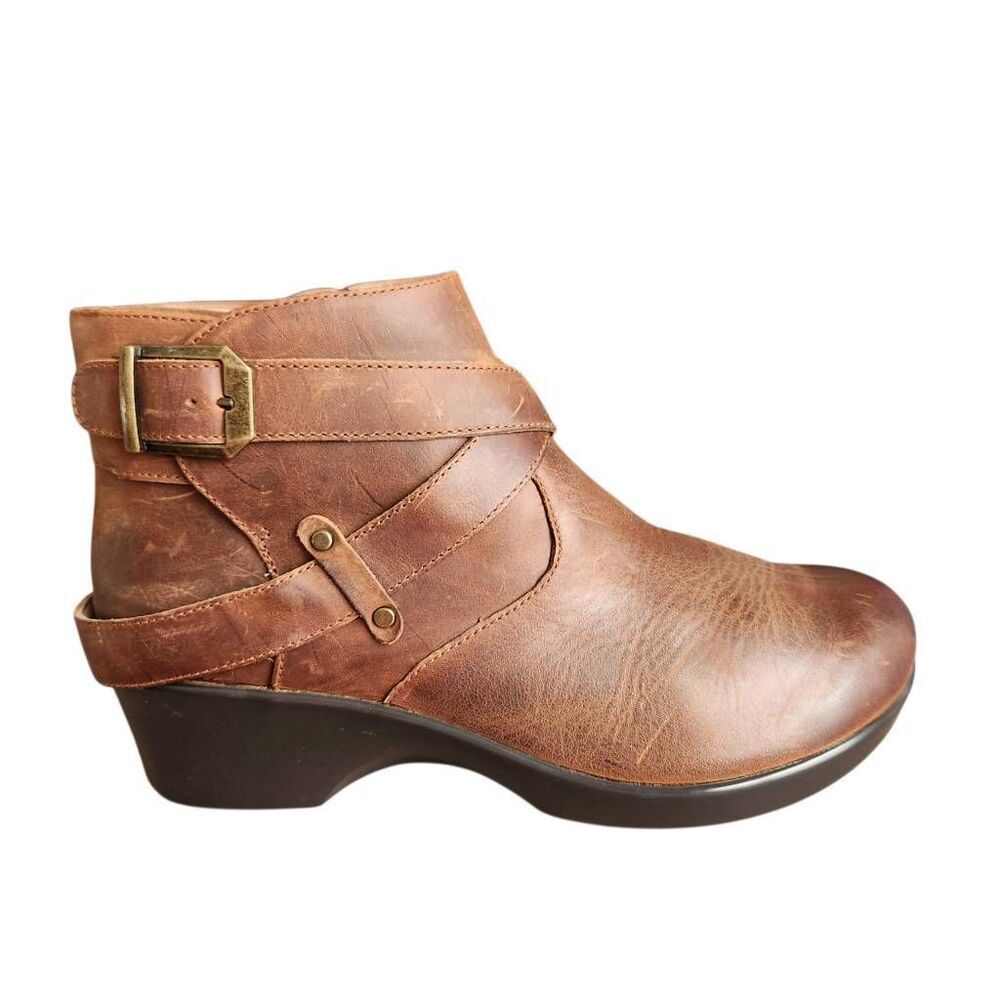 Alegria Boots Womens 41 US 10 Eva Boot Brown Leather Wedge Heel Platform Comfy B
